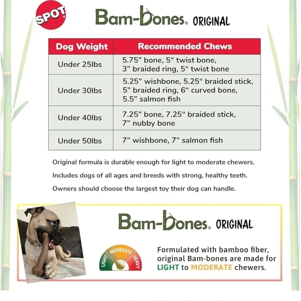 SPOT Bam-Bones Fish Chew Toy for Dogs - Durable, Salmon-Flavored-NWT